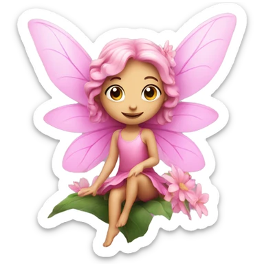 Pink fairy on a flower sticker
