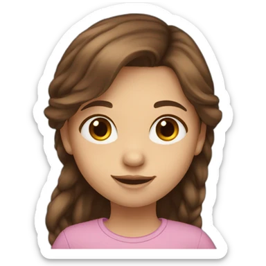 Little girl with brown eyes and long brown hair holding sticker