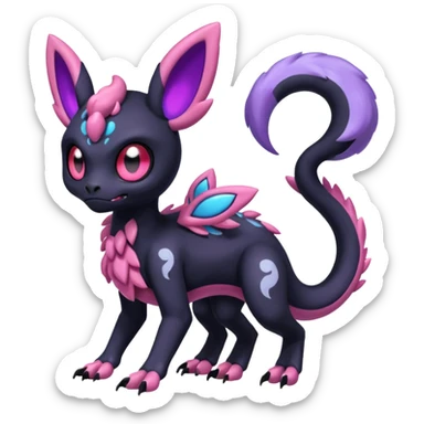 Shiny Duskull-Salandit-Sylveon-Fakémon-hybrid-creature (full body)  sticker
