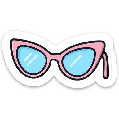 stylish cat eye eyeglasses with diopters, side view, vector look with shadows and highlights, detailed shading, thin clean outlines, pastel palette, Japanese pop art, sticker look, highly detailed sticker
