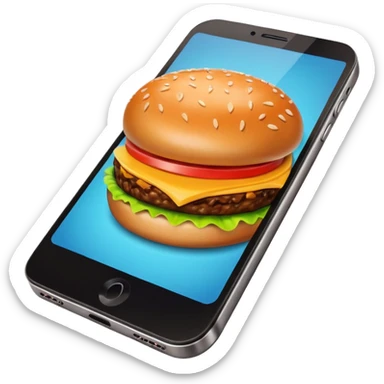 a phone that has a picture of a hamburguer in the frames of the phone not outside sticker