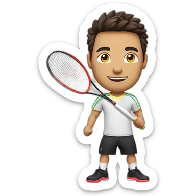 Jenue homme avec chauveux bruns jouant du badminton sticker