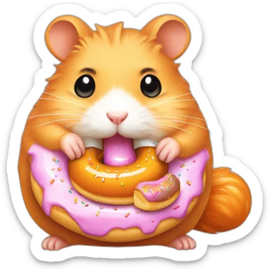 an orange hamster eating a donut, pixelart sticker