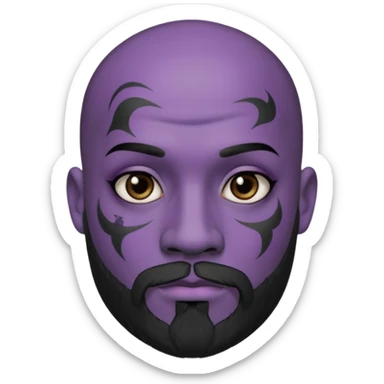 bald purple bearded man with black face tattoo sticker