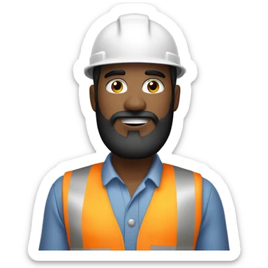 White skin black beard civil engineer with white helmet sticker