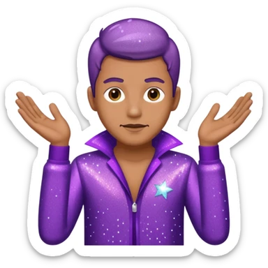 man supervisor wearing glitter purple glittery clothes sticker