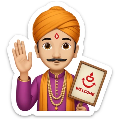 PANDIT JI WITH WELCOME TYPE sticker