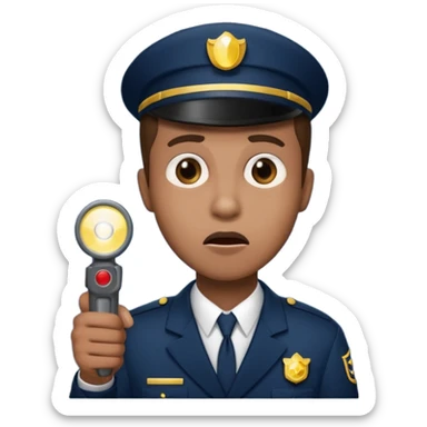 Movie theatre usher with flashlight looking scared sticker