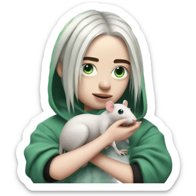 Billie eilish holding a rat sticker
