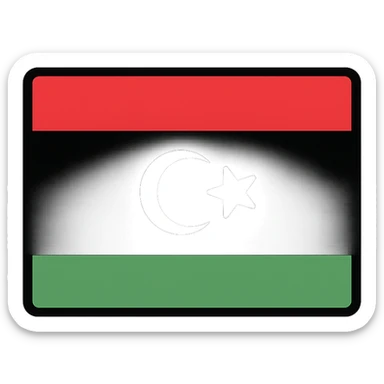 Libya flag modern minimalistic icon style showing three stripes red black green and crescent with star sticker