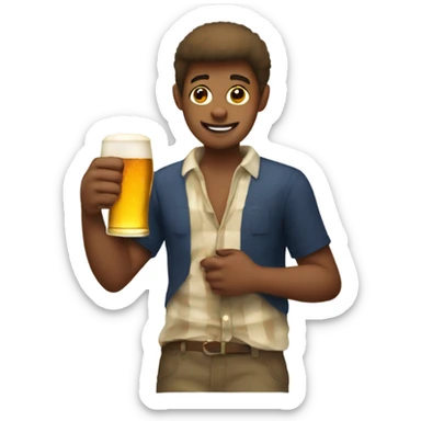 Frat boy with deer legs drinking beer sticker