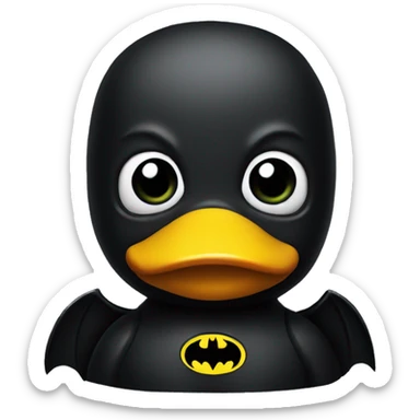 Rubber duck in dark colour that wears Batman costume  sticker