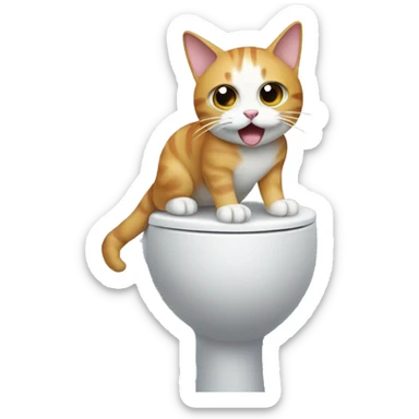 Cat surfing on a toilet  sticker