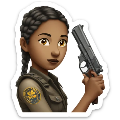 realistic portrait of girl with pistol sticker