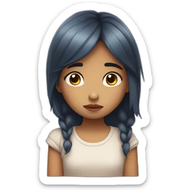 Little sad and shy girl sticker