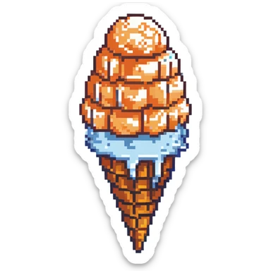 Peach ice cream scoop in a waffle cone sticker