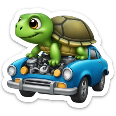 car Mechanic as a turtle sticker
