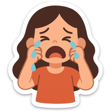 flat toon style crying girl sticker