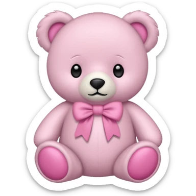 Oso de peluche blanco Adorable con un lazo rosa sticker