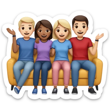 friends watching TV with their backs to viewer sticker