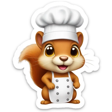 Cute squirrel with a chef hat sticker