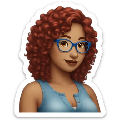 a-curvy-girl-with-dark-red-curly-hair-and-blue-glasses sticker