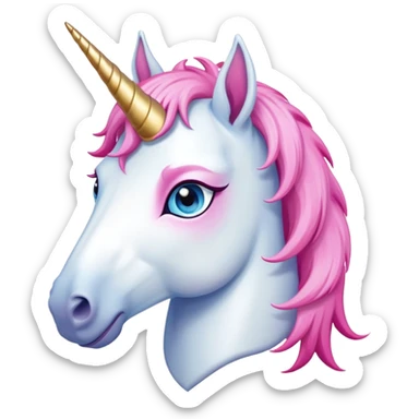 head of an anthropomorphised female unicorn horse, standard pose sticker