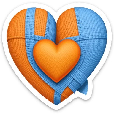 Half blue half orange heart split vertically add a bandage wrapped around the heart  sticker