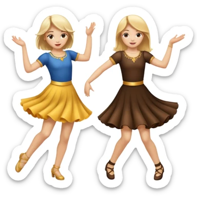two girls dancing one is blond and one is brunette sticker