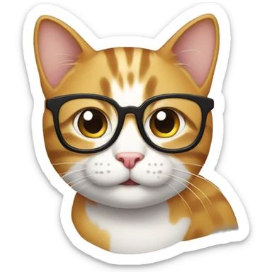 a nerdy cat sticker