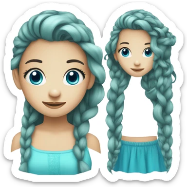 Cyan hair,girl,blue eyes,pigtails,long hair sticker