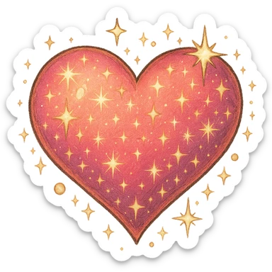 sparkling heart, ghibli style, no background sticker