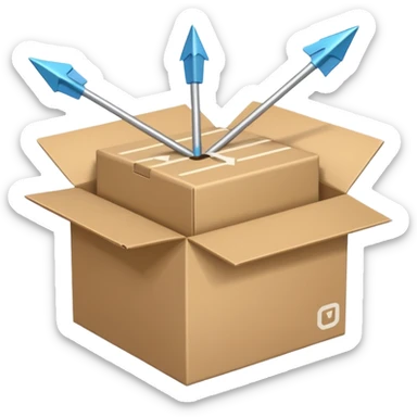 package box with arrows circling around it sticker
