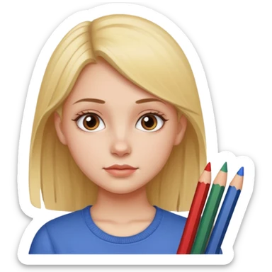 Girl coloring with pencils sticker