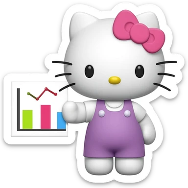 hello kitty with a graph and presenting economics sticker