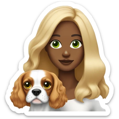 blonde with green eyes with cavalier king charles spaniel sticker