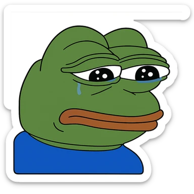 sad Пэпэ meme with teary eyes and a frown sticker