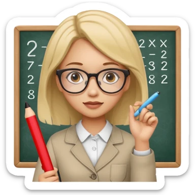 girl solving math problem on the board. sticker