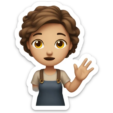 Brown haired girl shrugging with her hand up annoyed  sticker
