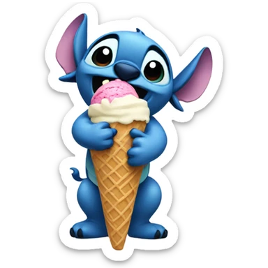 stitch eating ice cream  sticker