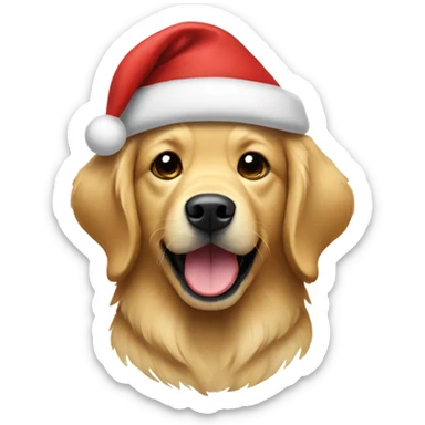 Golden retriever wearing a Santa hat  sticker