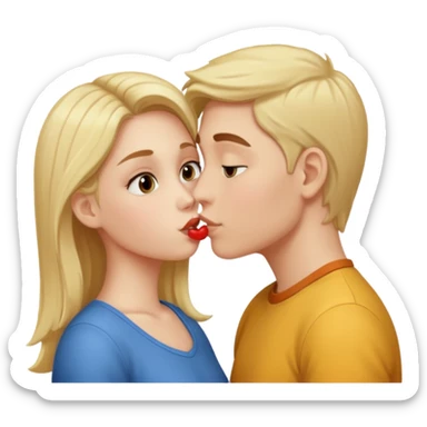 Girl kissing a boy sticker