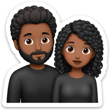 Pareja de hombre de pelo castaño y mujer de pelo negro enamorados  sticker