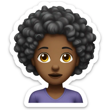 black girl with curly hair disgusted face sticker