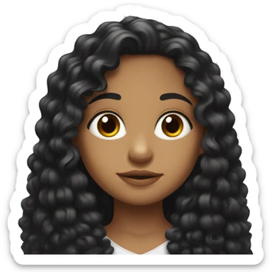 beautiful girl black, Puerto Rican, and Mexican girl with long black curly hair looking over her shoulder  sticker
