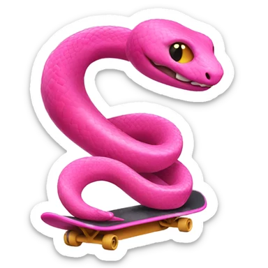 pink snake riding a snake board sticker