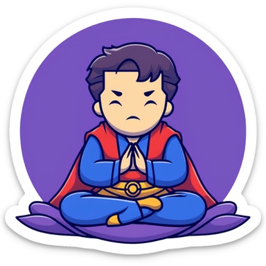 Doctor Strange in meditation pose floating sticker