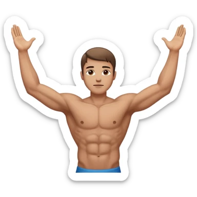 A person with the arms opened and extended forming a cross with their arms and body sticker