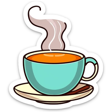 beautiful teacup with hot tea and steam sticker