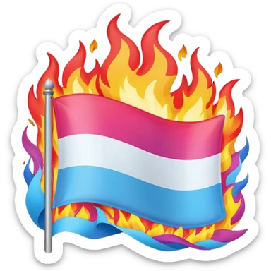 A burning trans flag sticker